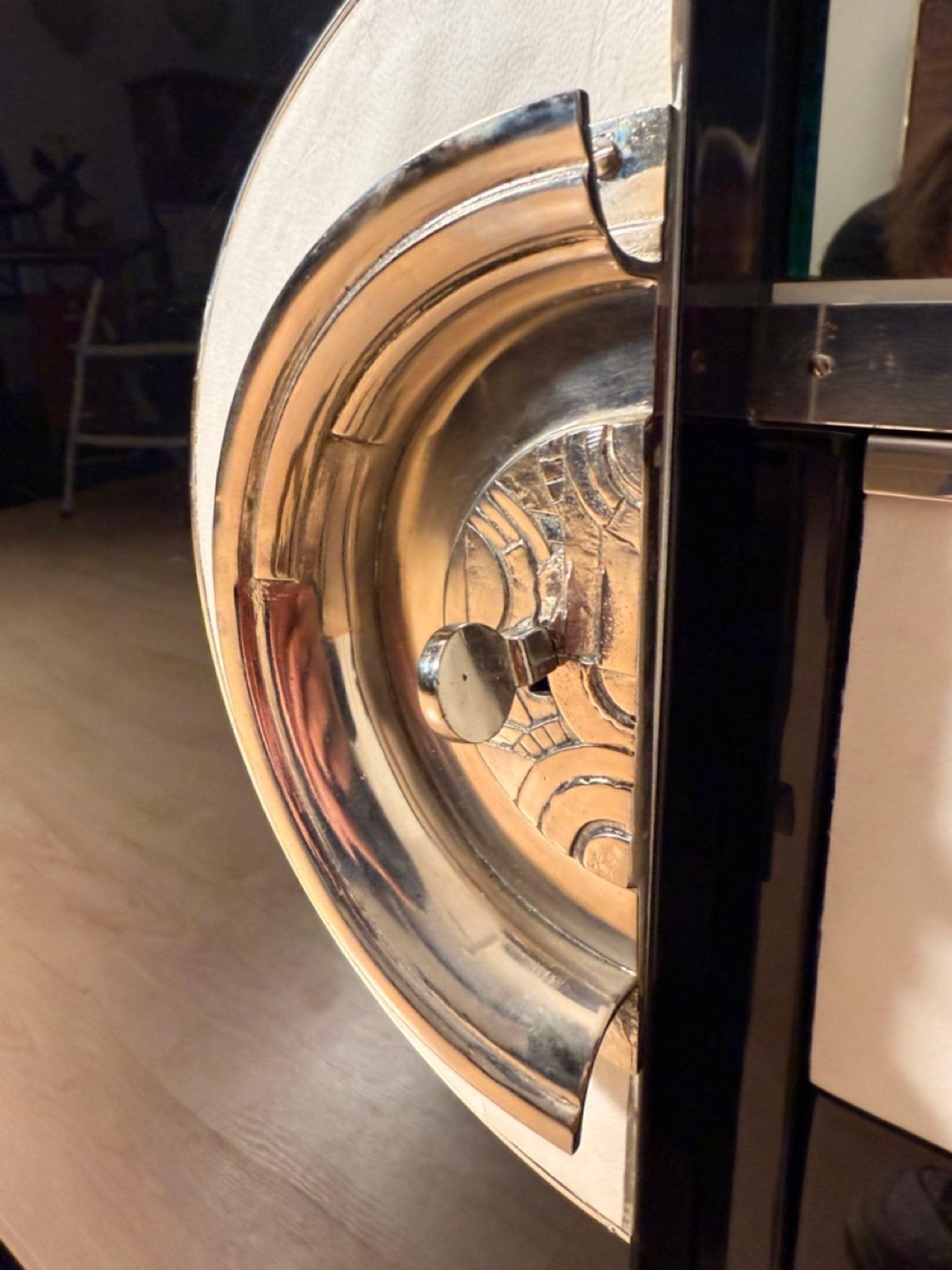 Buffet Art Deco, laque noire, marbre, parchemin, chrome, Paris circa 1930 Bon état - En vente à Regensburg, DE