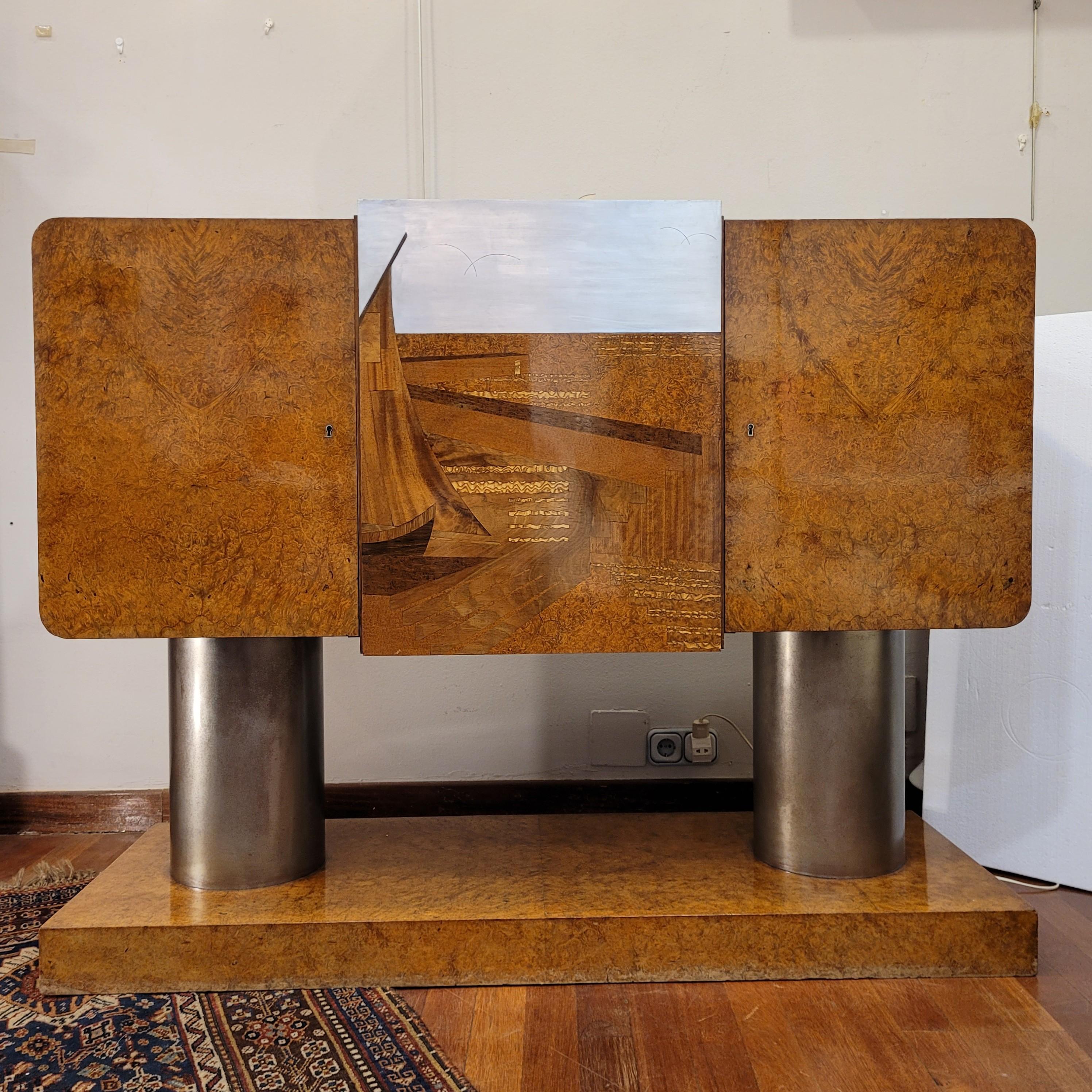 Metà XX secolo Credenza Buffet Art Deco, Michel Dufet per Leandro Martin Brasile in vendita
