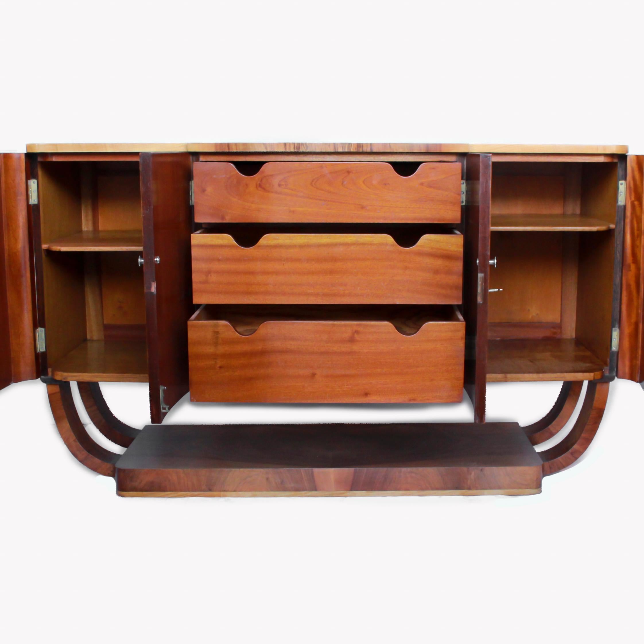 Art Deco Sideboard by Harry and Lou Epstein Walnut and Satinwood English 1930's  In Good Condition In Forest Row, East Sussex