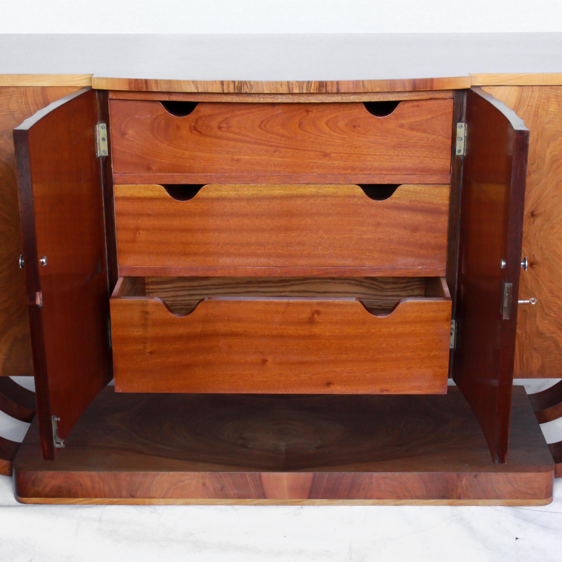 Art Deco Sideboard by Harry and Lou Epstein Walnut and Satinwood English 1930's  2