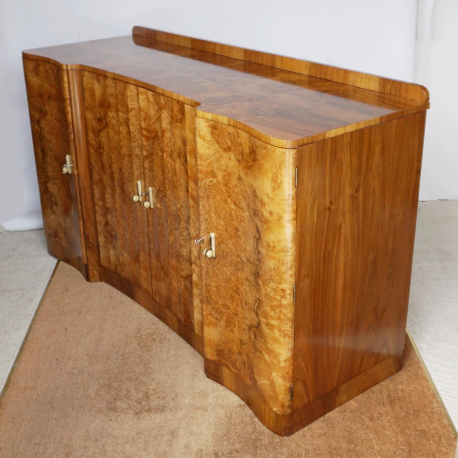 Art Deco Sideboard by Harry & Lou Epstein Burr & Figured Walnut, Circa 1935 In Good Condition In Forest Row, East Sussex