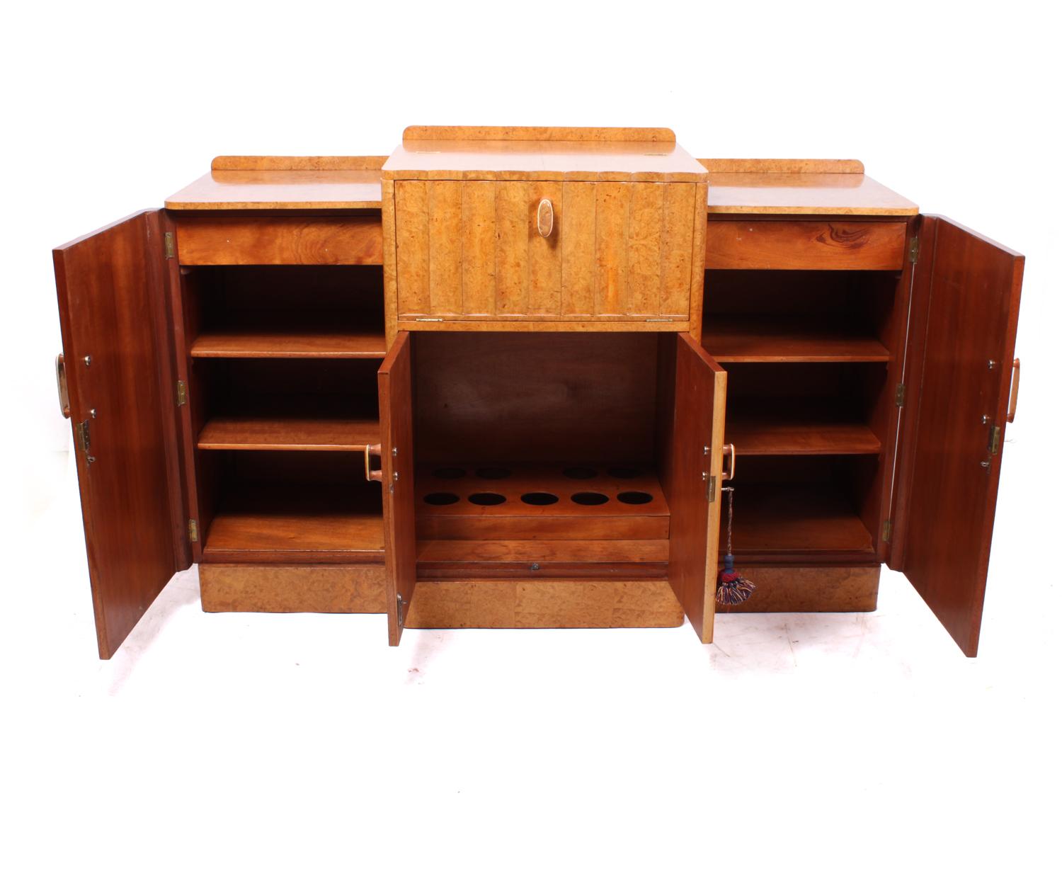 Art Deco Sideboard Cocktail in Burr Maple For Sale 2