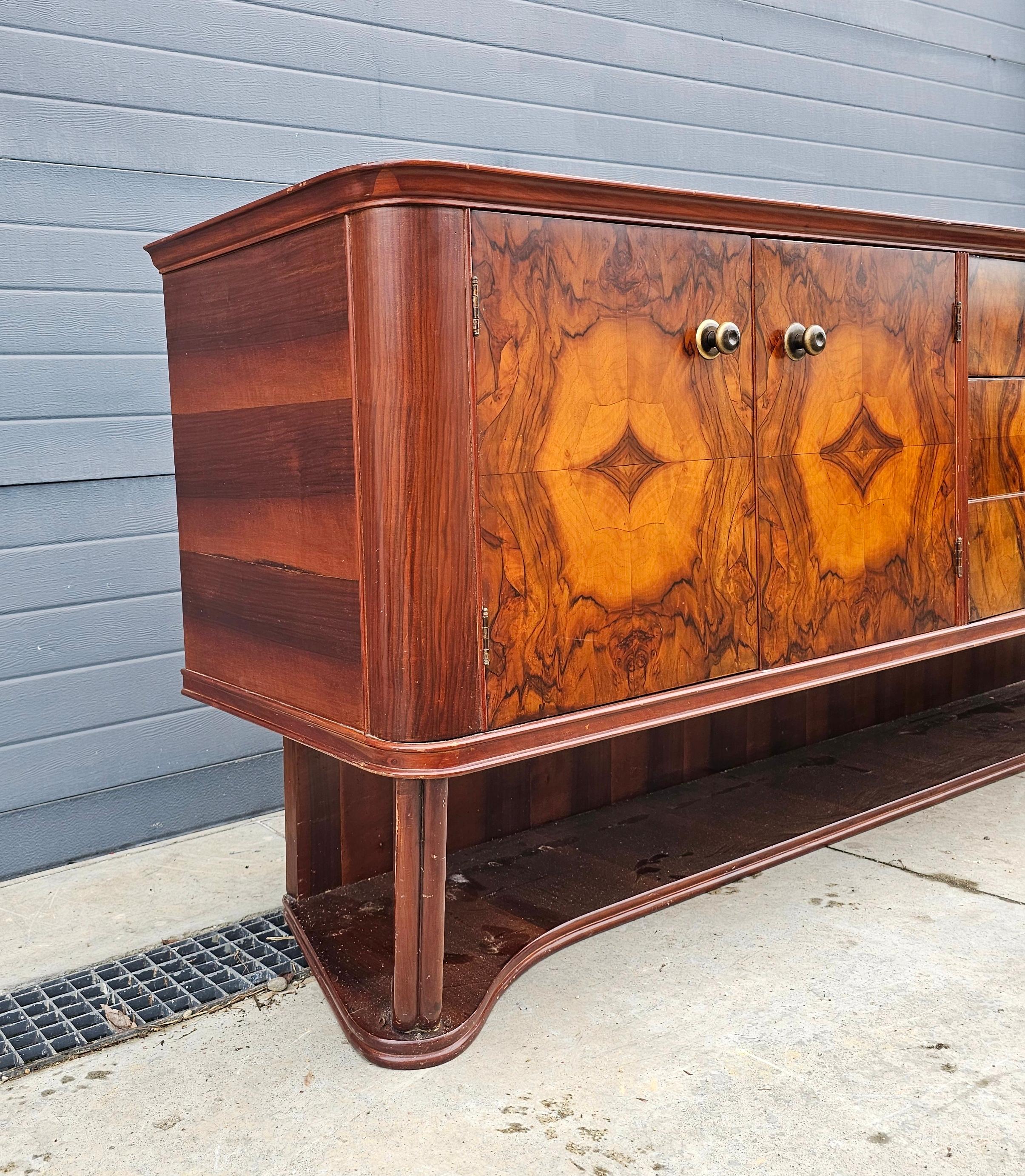 Art Deco Sideboard done in burl walnut veneer with rich and dramatic grain For Sale 2