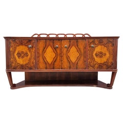 Art Deco Sideboard done in burl walnut veneer with rich and dramatic grain