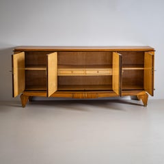 Art Deco Sideboard, French Wood with Brass Inlays, Circa 1920