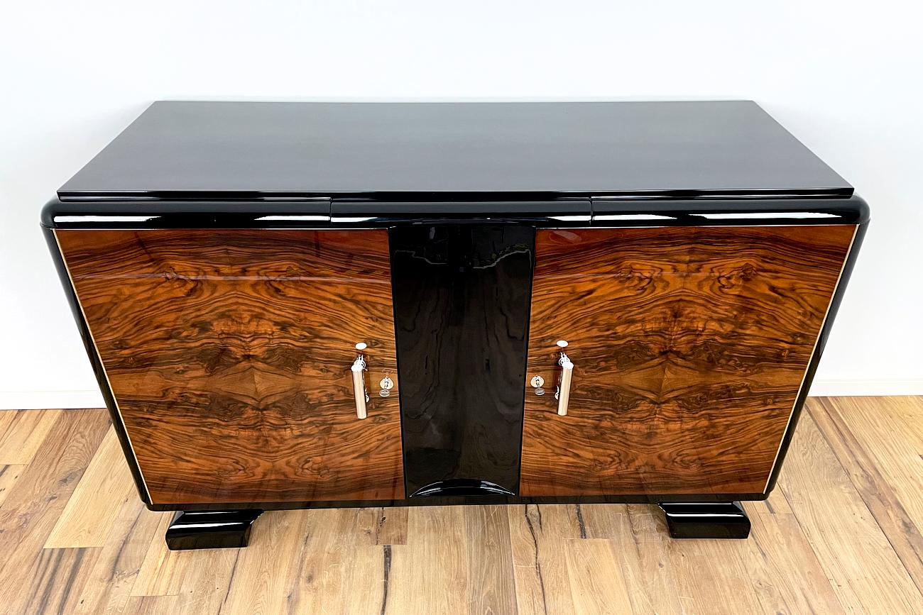 Brass Art Deco Sideboard from Germany Around 1930 with a Wonderful Veneer in Caucasian