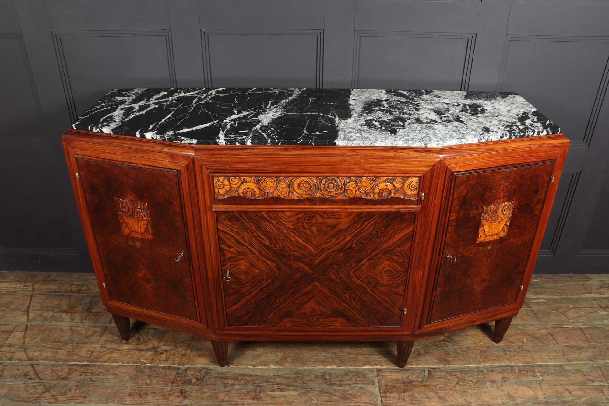 Art Deco Sideboard in Amboyna and Rosewood Paris, c1925 In Excellent Condition For Sale In Paddock Wood Tonbridge, GB