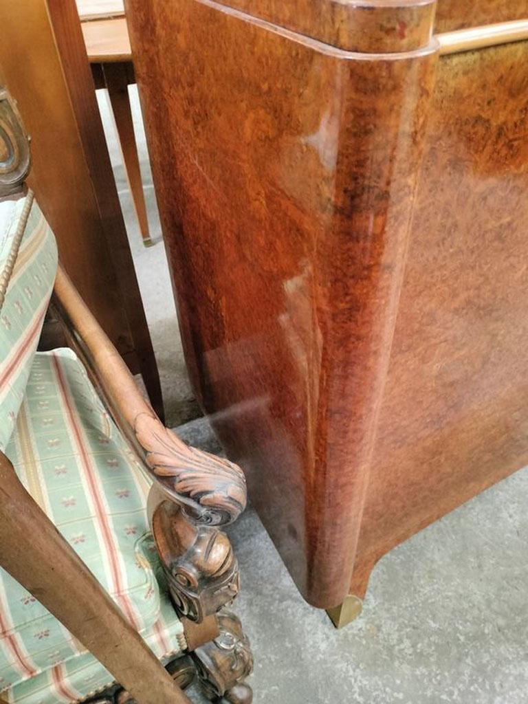 Bronze Art Deco sideboard in amboyna burl in the style of Maurice RINCK circa 1930 For Sale