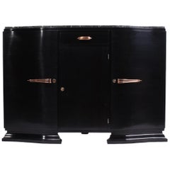 Art Deco Sideboard in Black Piano Lacquer, circa 1930