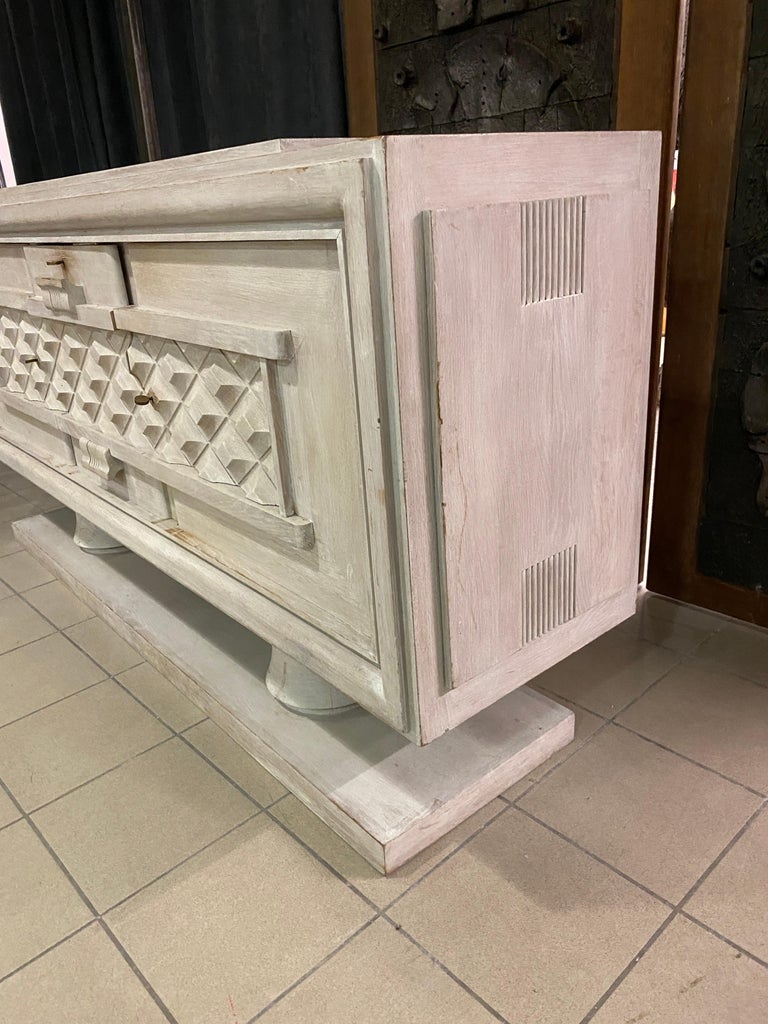 Art Deco Sideboard in Bleached Oak, by Charles Dudouyt, circa 1930-1940 For Sale 4