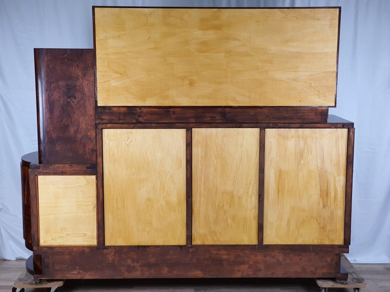Art Decò Sideboard in Briar with Mirror For Sale 6
