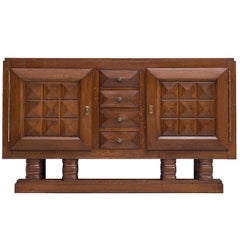 Art Deco Sideboard in Darkened Oak by Gaston Poisson