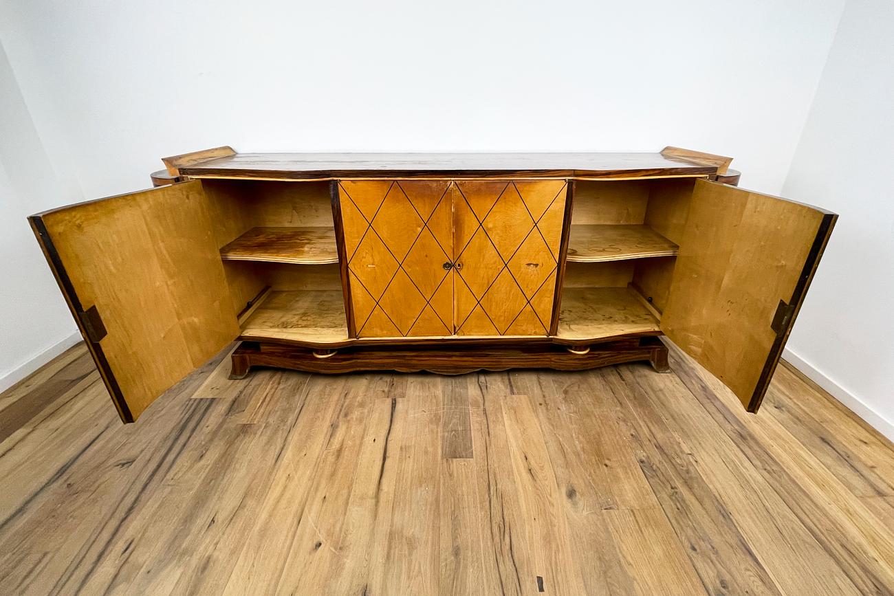Art Deco Sideboard in Macassar with Bar Cases on the Sides For Sale 5