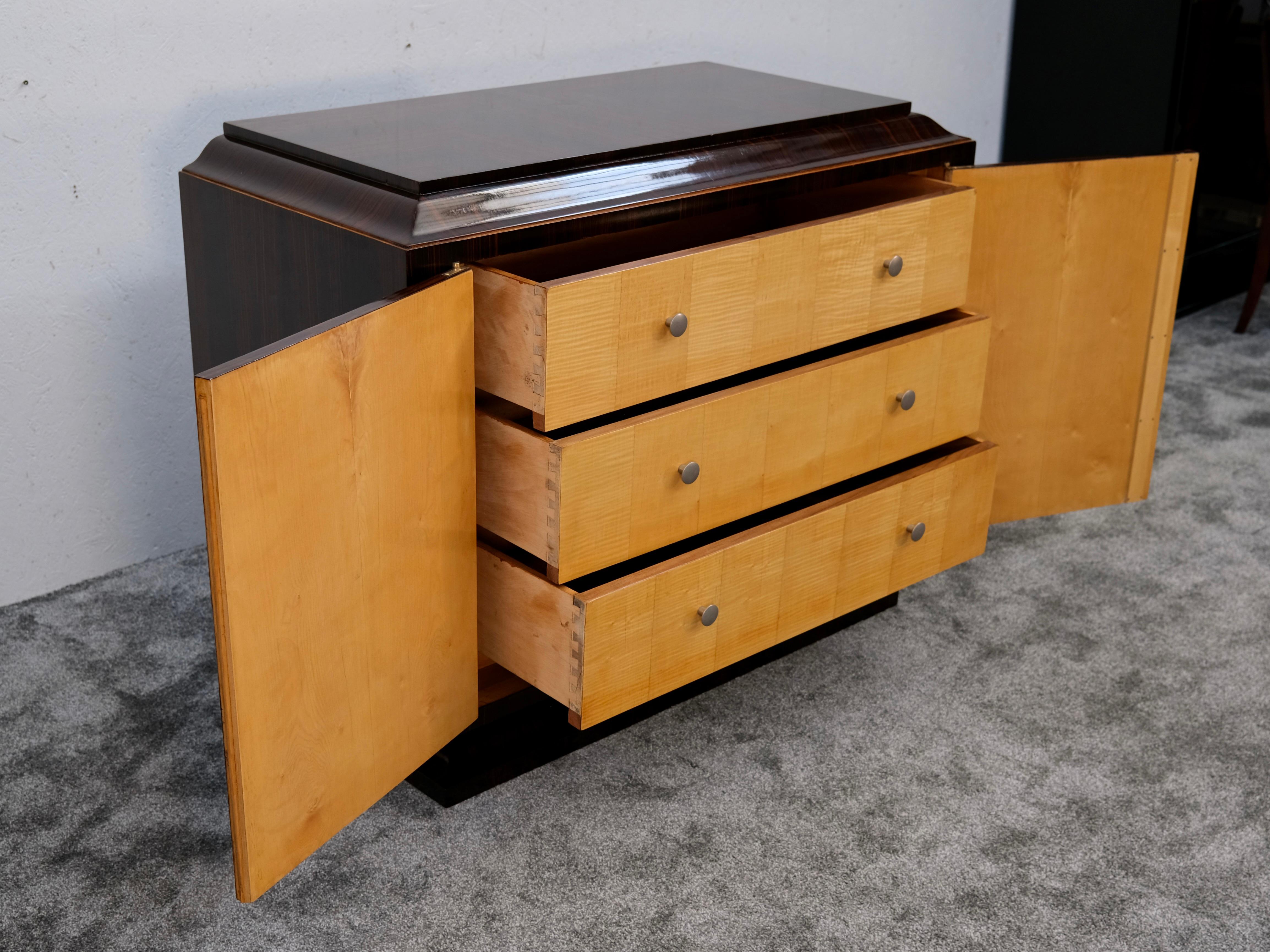 Art Deco Sideboard in Macassar with Hidden Drawers, France 1930s (Lack) im Angebot
