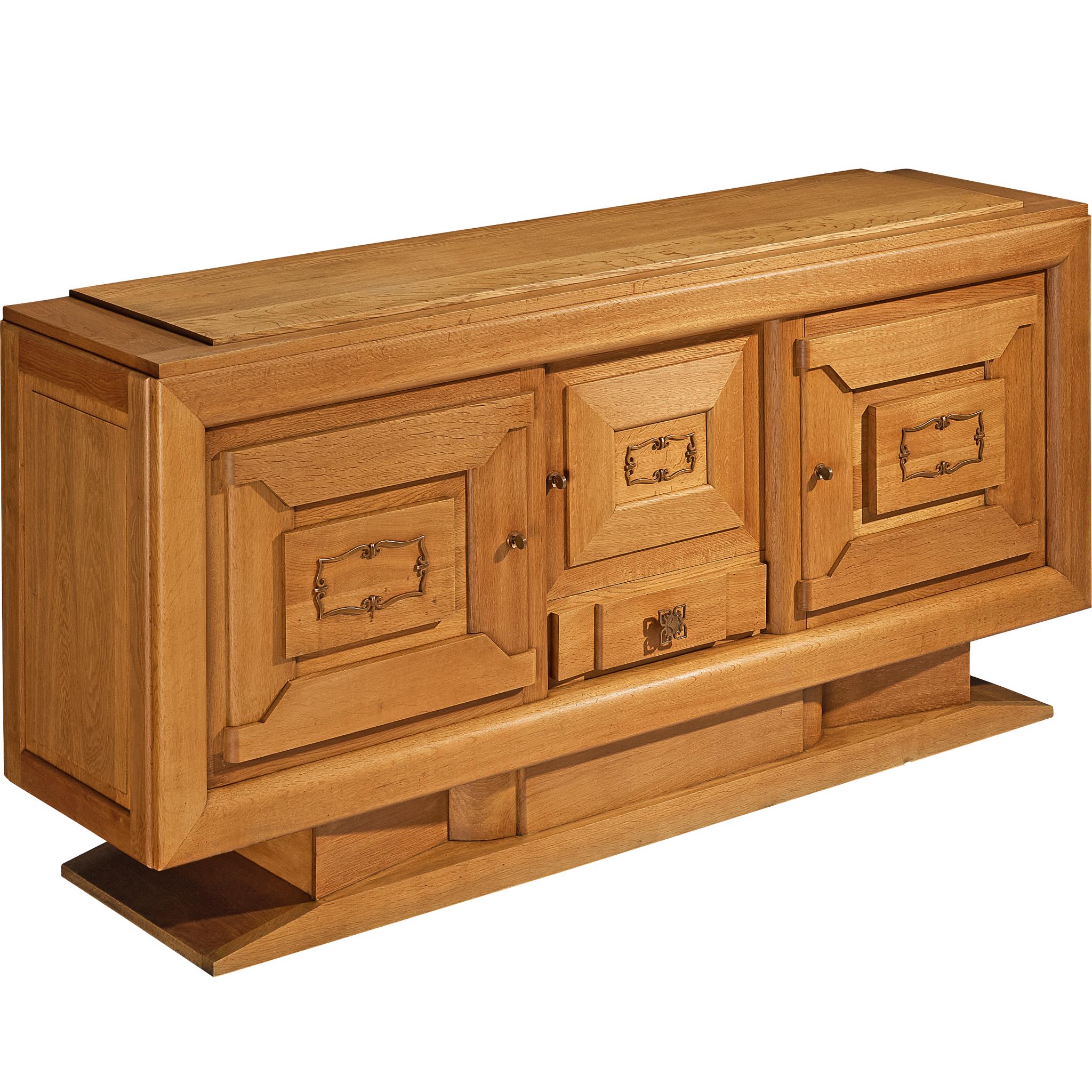 Art Deco Sideboard in Oak and Decorative Copper Detailing