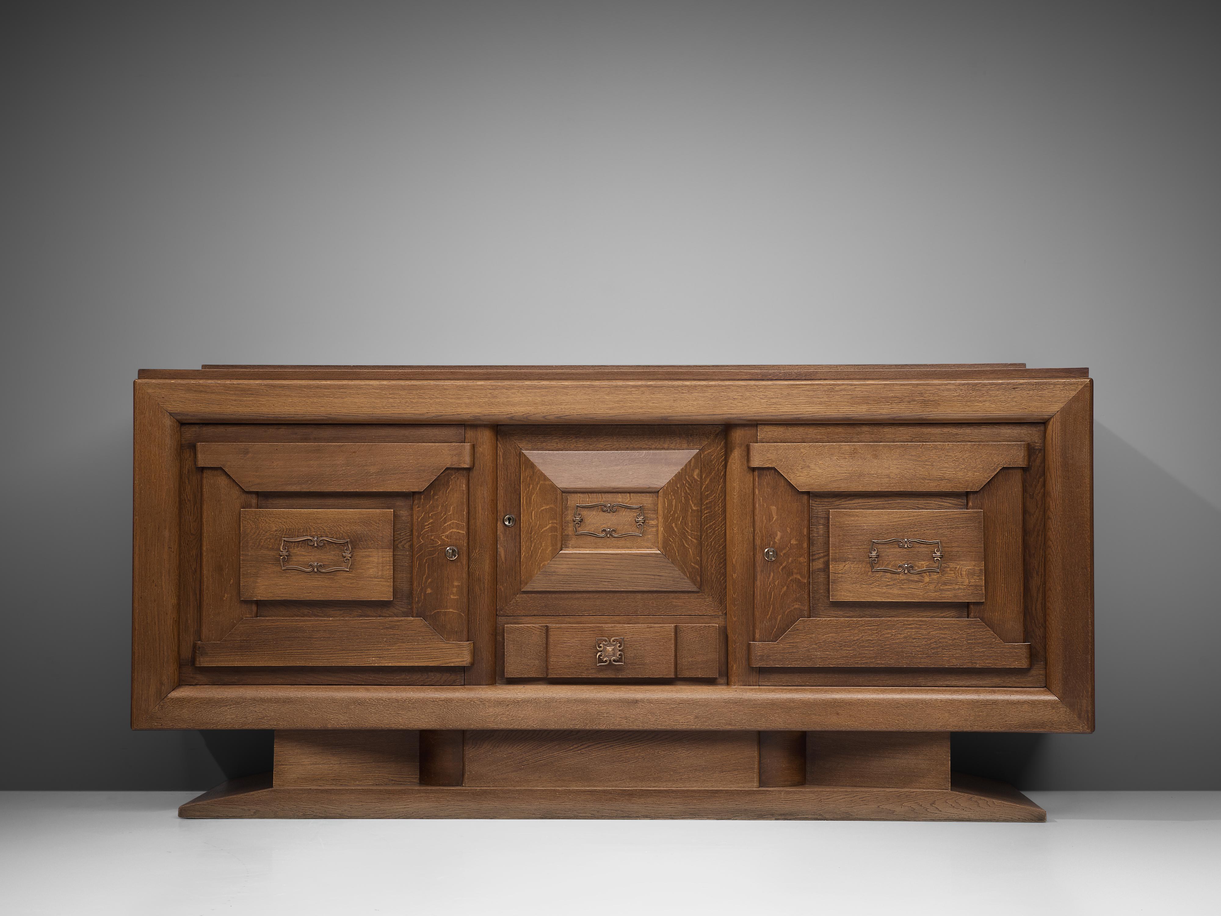 French Art Deco Sideboard in Oak by Charles Dudouyt