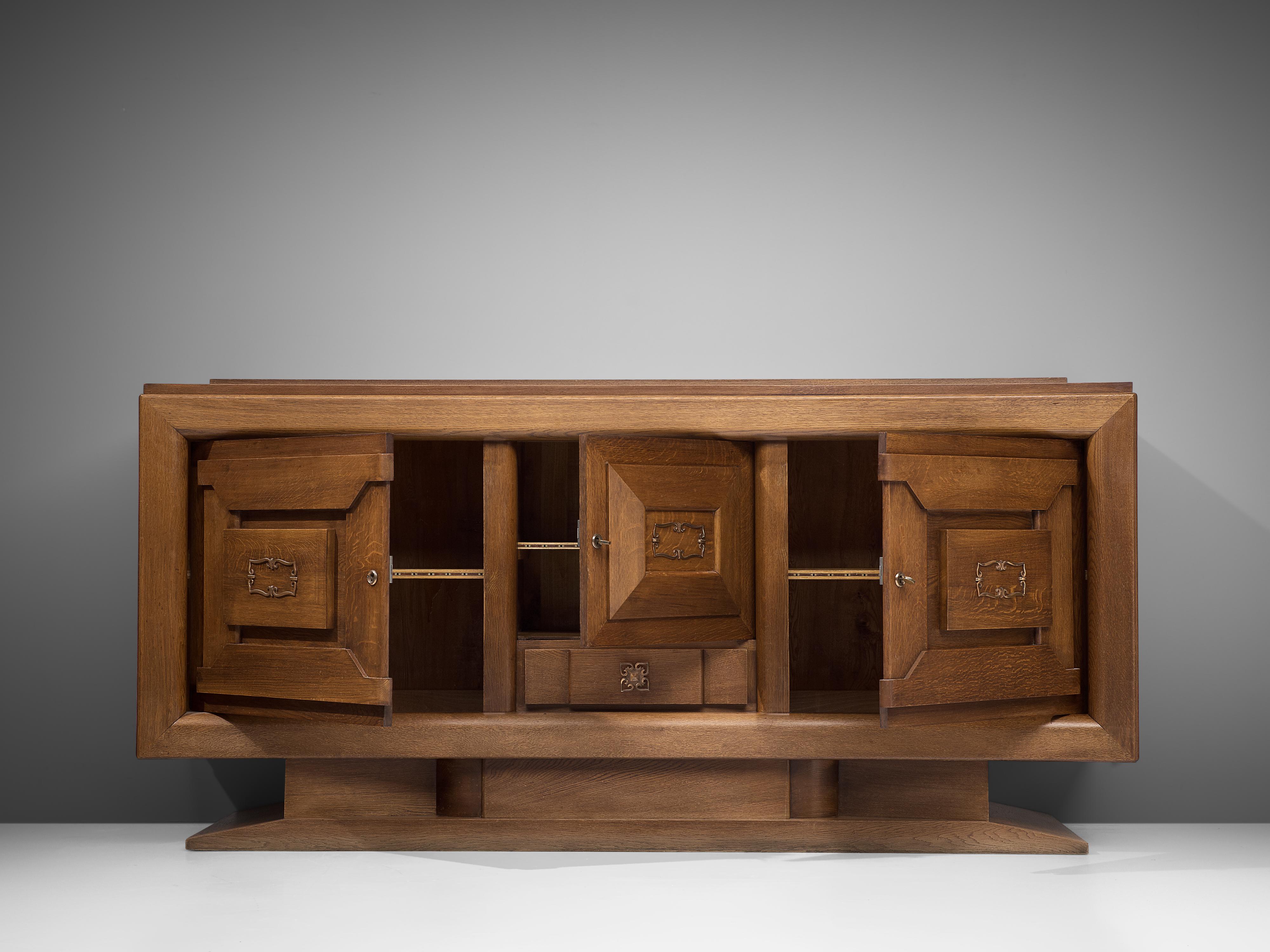 Mid-20th Century Art Deco Sideboard in Oak by Charles Dudouyt