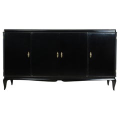 Art Deco Sideboard in Piano Black Lacquer, circa 1930