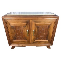 Art Deco sideboard in sculpted walnut