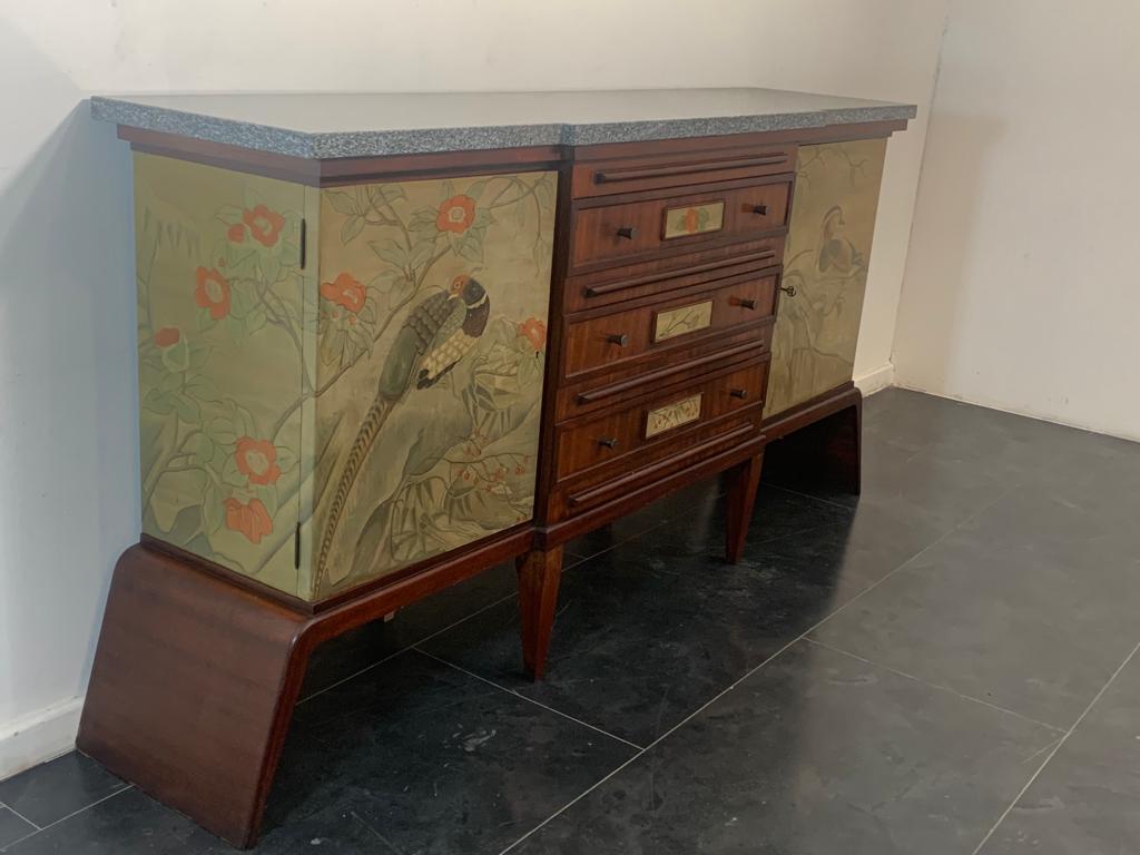 Art Decò Sideboard in Solid Lacquered & Painted Mahogany For Sale 3