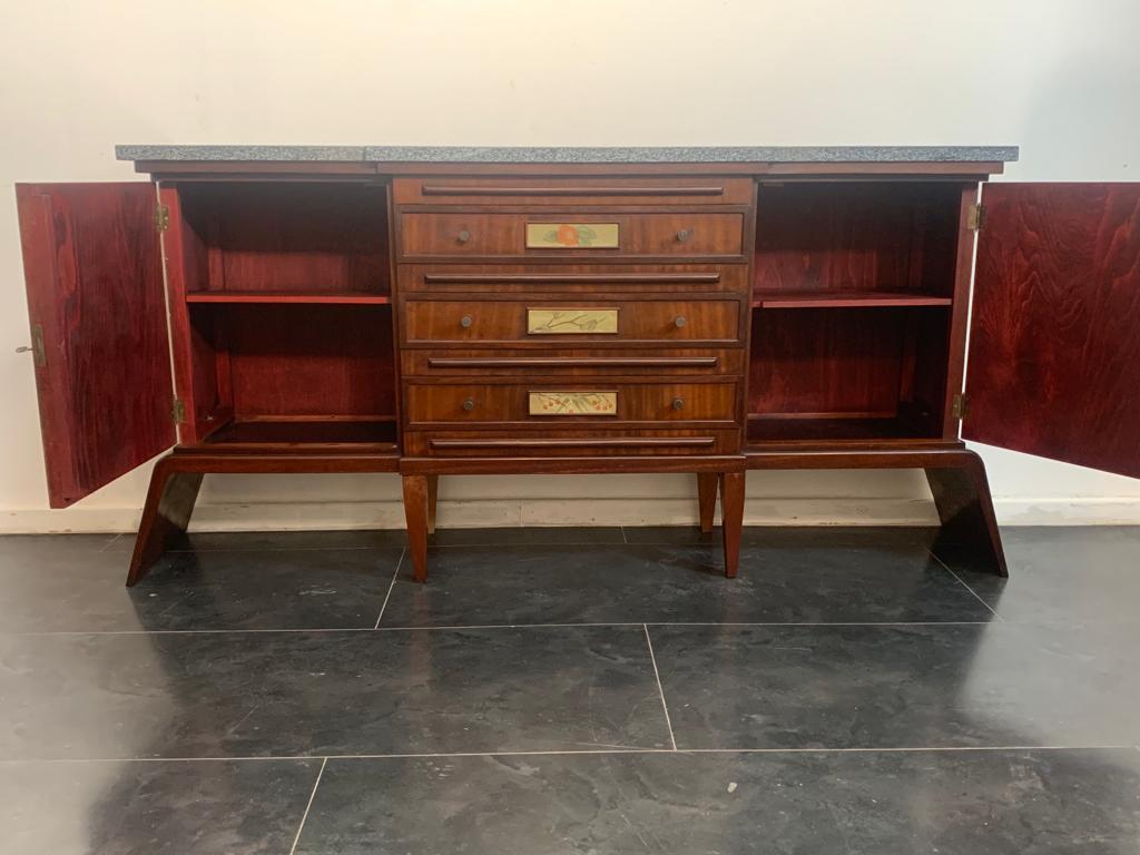 Art Decò Sideboard in Solid Lacquered & Painted Mahogany For Sale 5