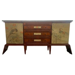 Art Decò Sideboard in Solid Lacquered & Painted Mahogany