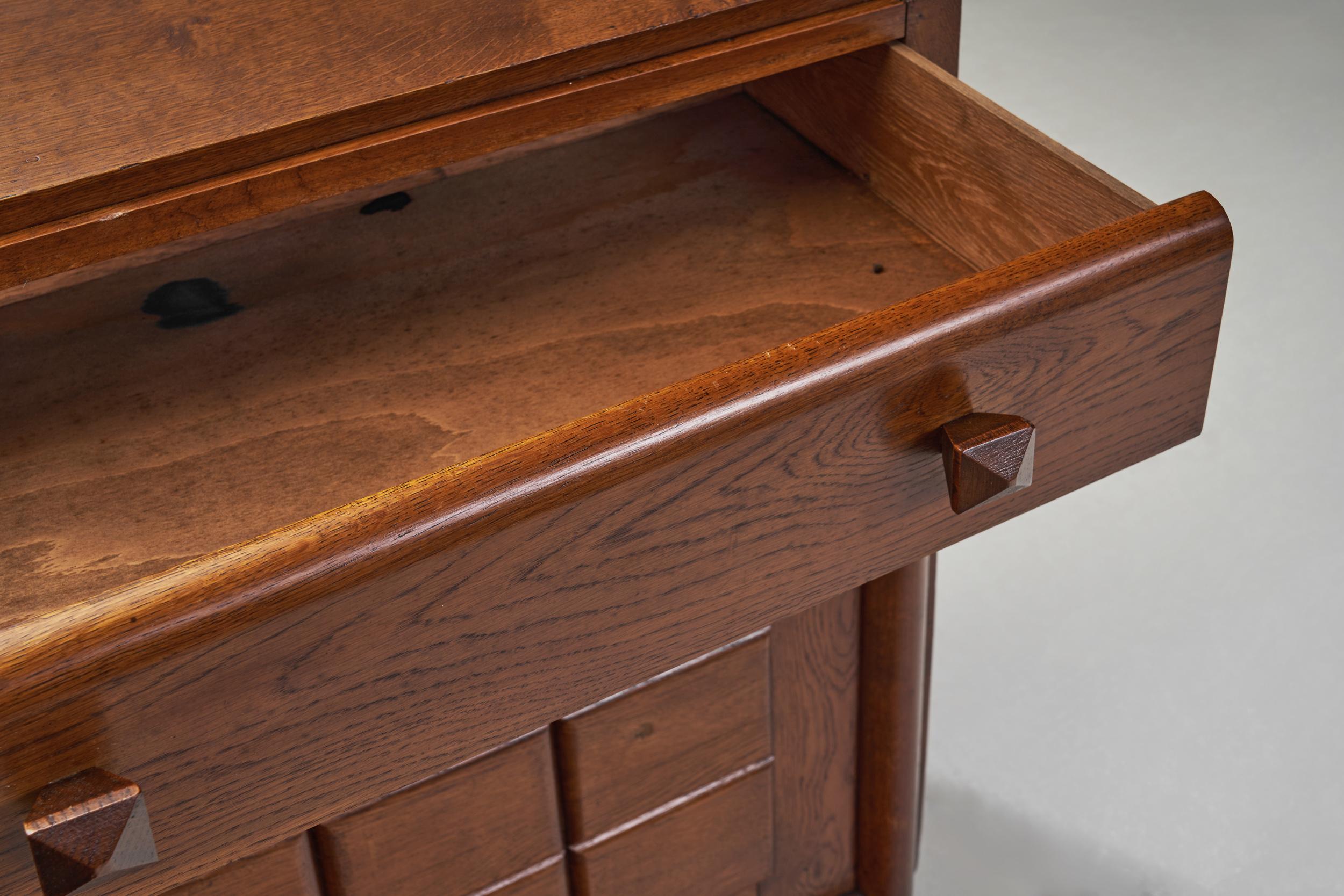 Art Deco Sideboard in Solid Oak, Europe 1930s 6
