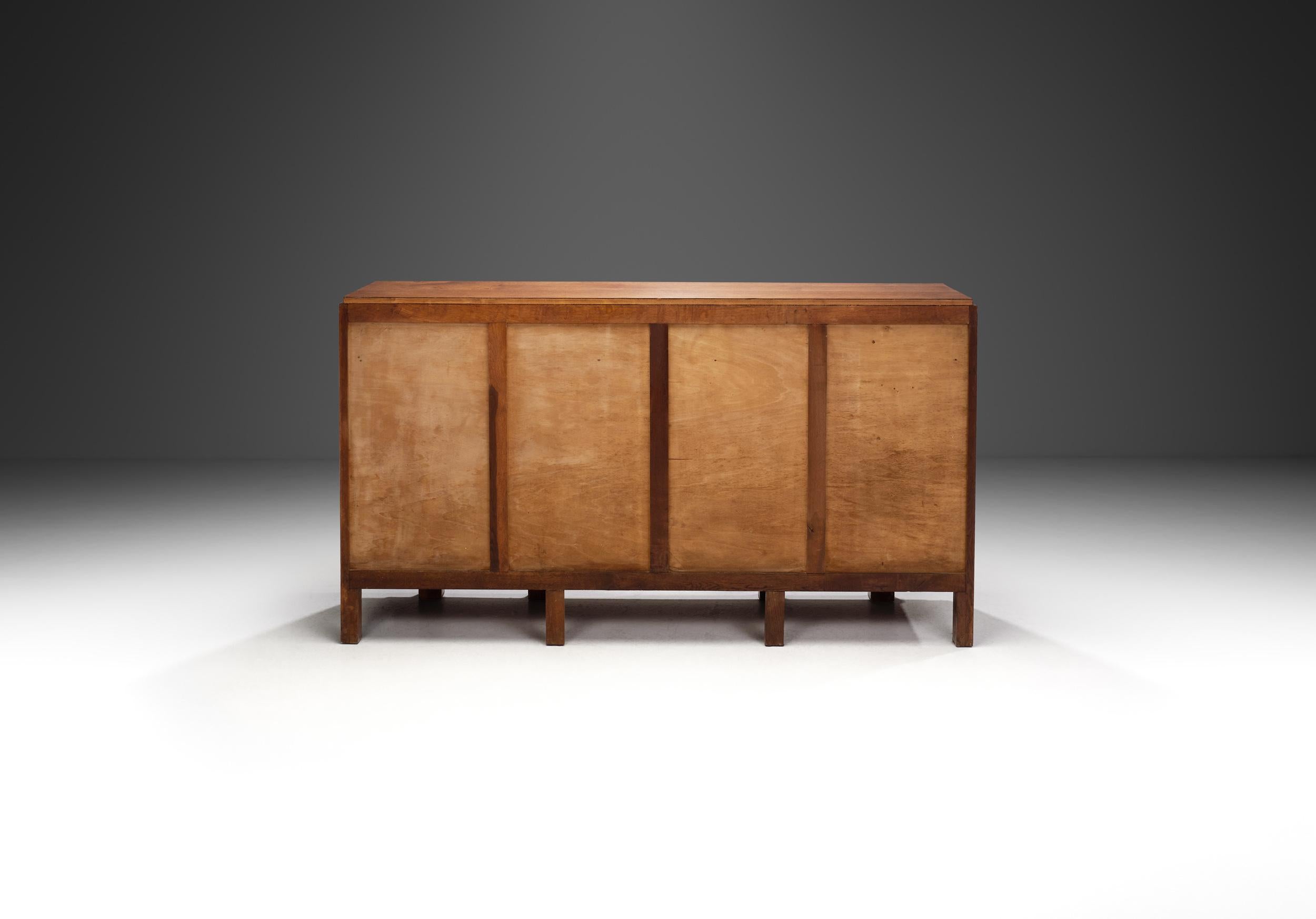 Art Deco Sideboard in Solid Oak, Europe 1930s 2