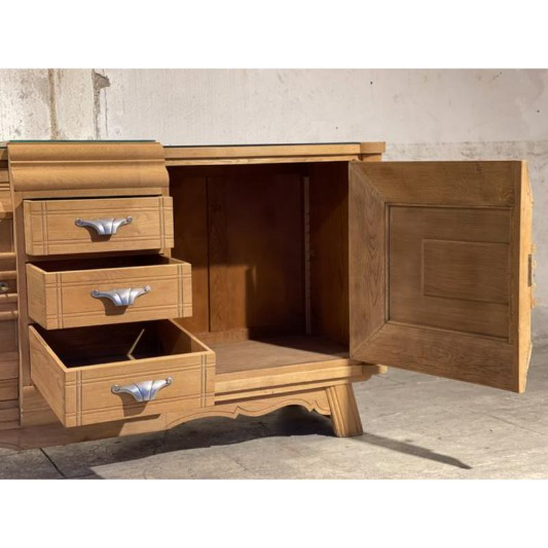 Art Deco Sideboard in the style of Charles Dudouyt, France, 1940s
 
 Vintage Design
 High quality French furniture circa 1940, factory known to a great Parisian cabinetmaker, aluminum handles, brass hinges and keys in C.Dudouyt style, entirely