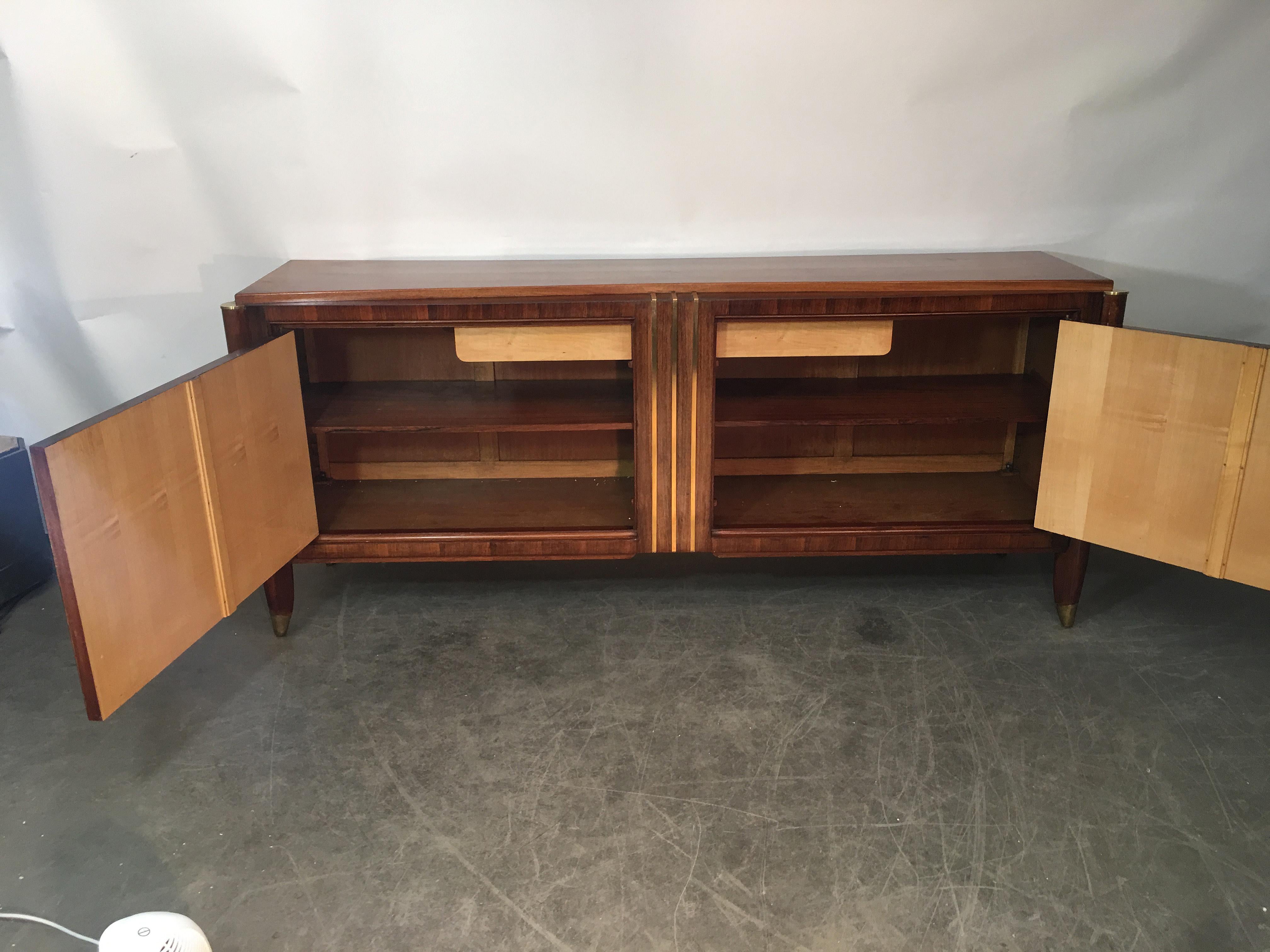 Art Deco Sideboard in Walnut and Bronze in the Style of Dominique, circa 1930 For Sale 5