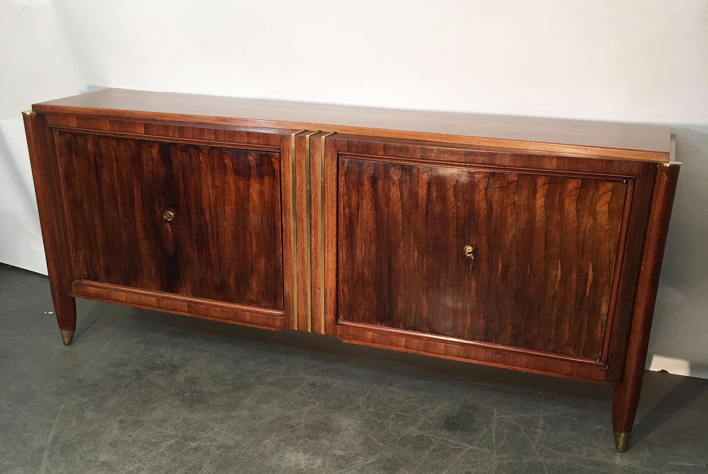 Art Deco Sideboard in Walnut and Bronze in the Style of Dominique, circa 1930 For Sale 8