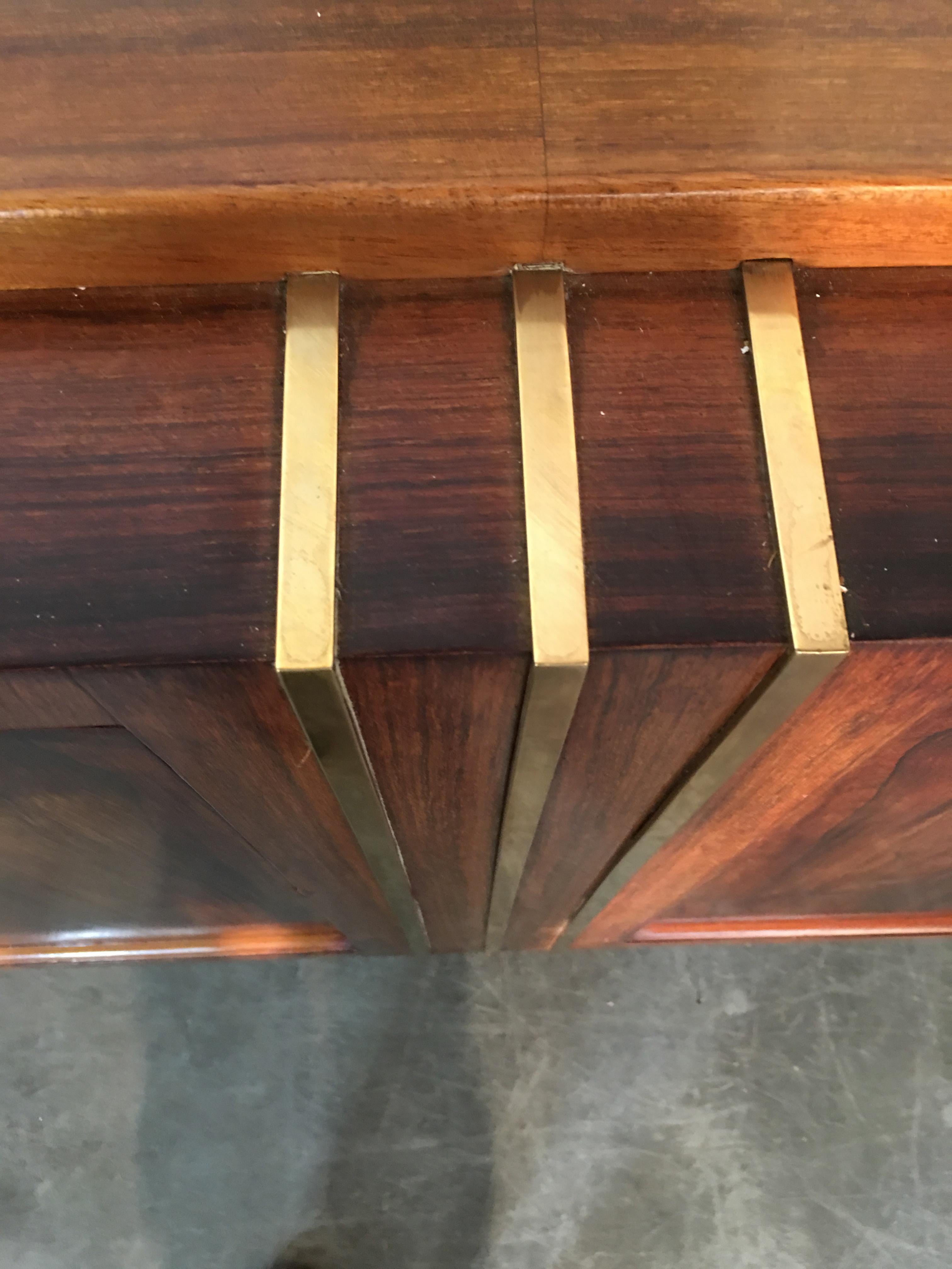 Art Deco Sideboard in Walnut and Bronze in the Style of Dominique, circa 1930 For Sale 3