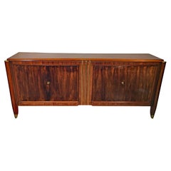 Vintage Art Deco Sideboard in Walnut and Bronze in the Style of Dominique, circa 1930