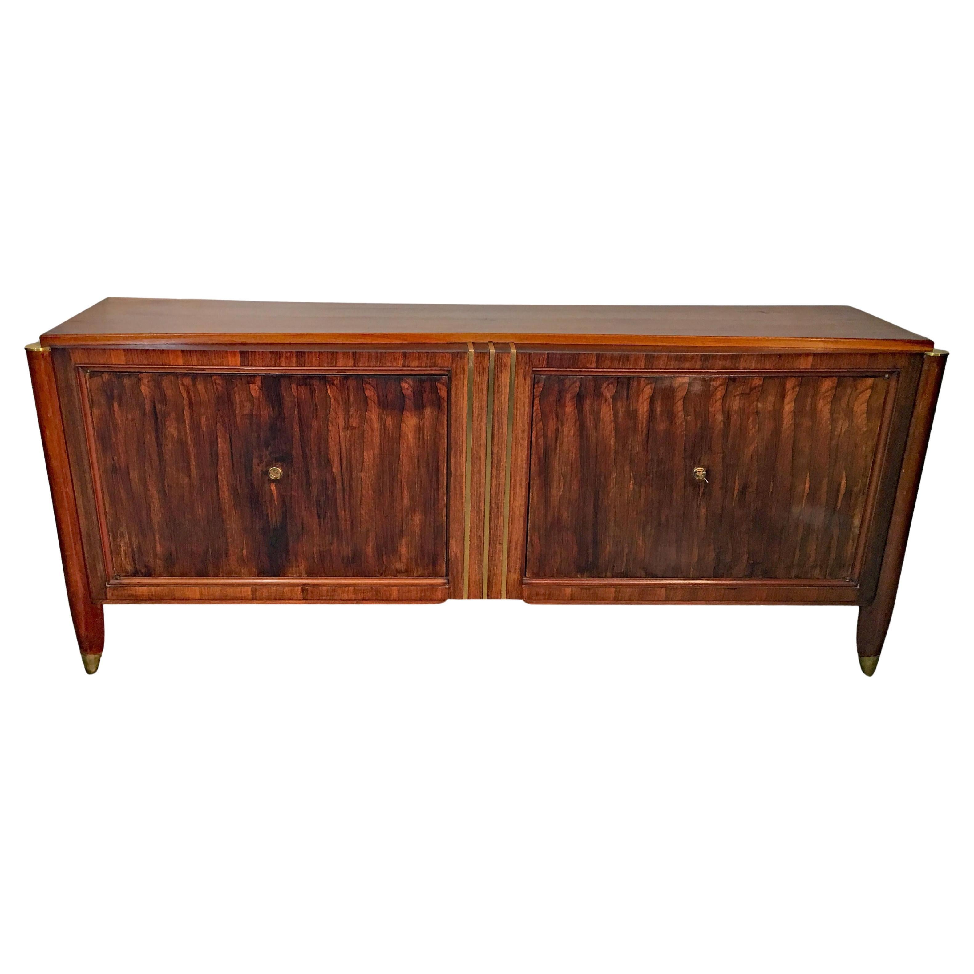 Art Deco Sideboard in Walnut and Bronze in the Style of Dominique, circa 1930 im Angebot