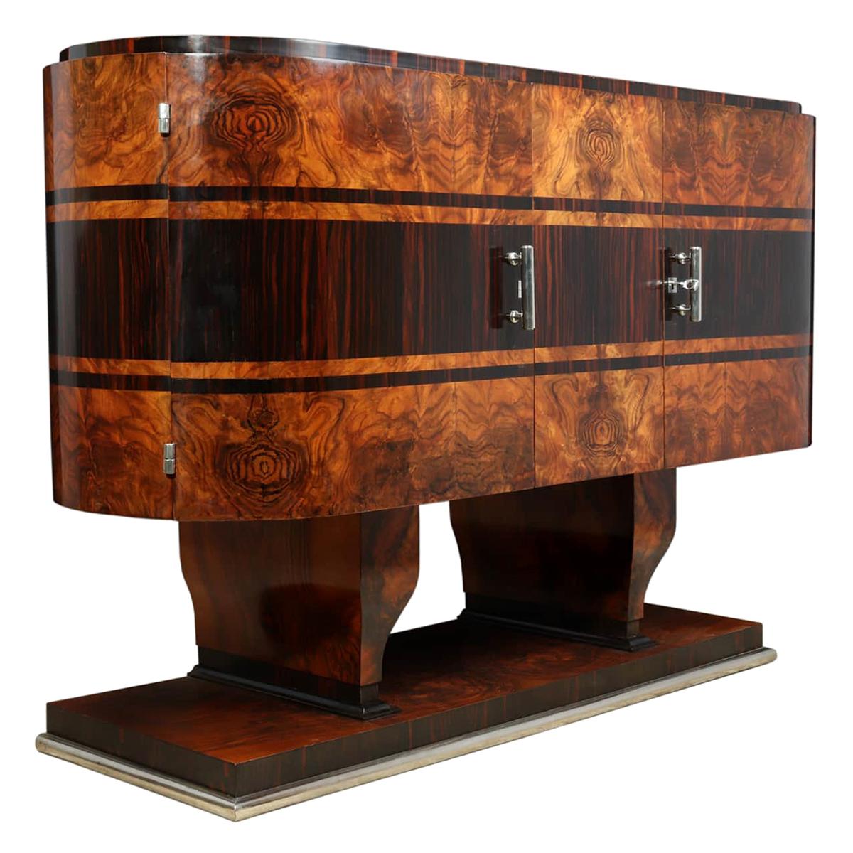 Art Deco Sideboard in Walnut and Macassar, circa 1930 For Sale
