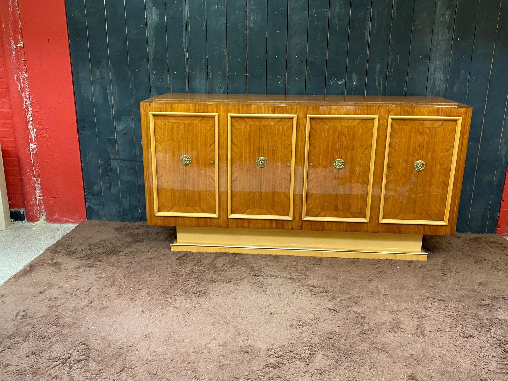  Art Deco Sideboard in Walnut and sycomore circa 1930 For Sale 4