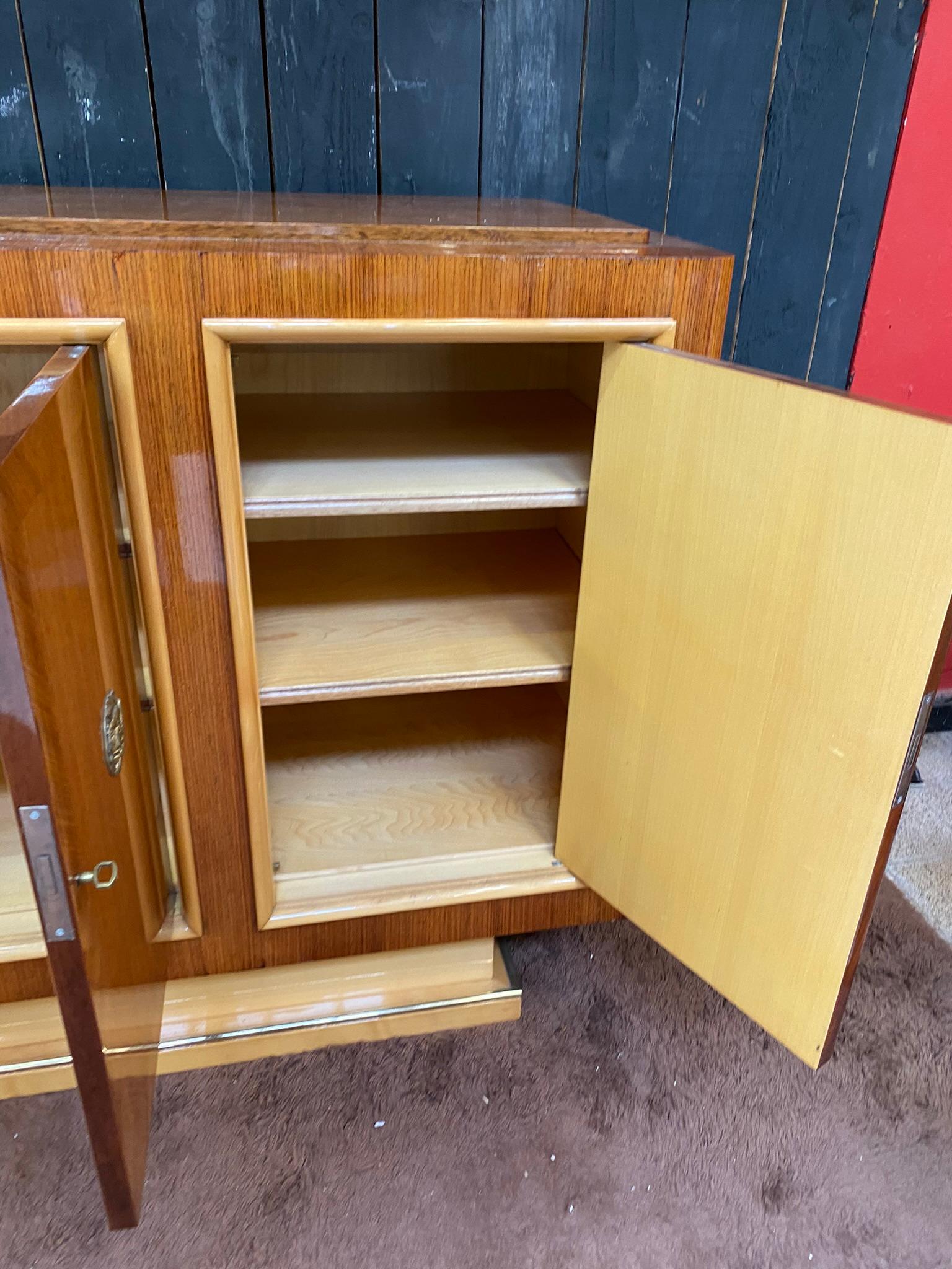  Art Deco Sideboard in Walnut and sycomore circa 1930 For Sale 8