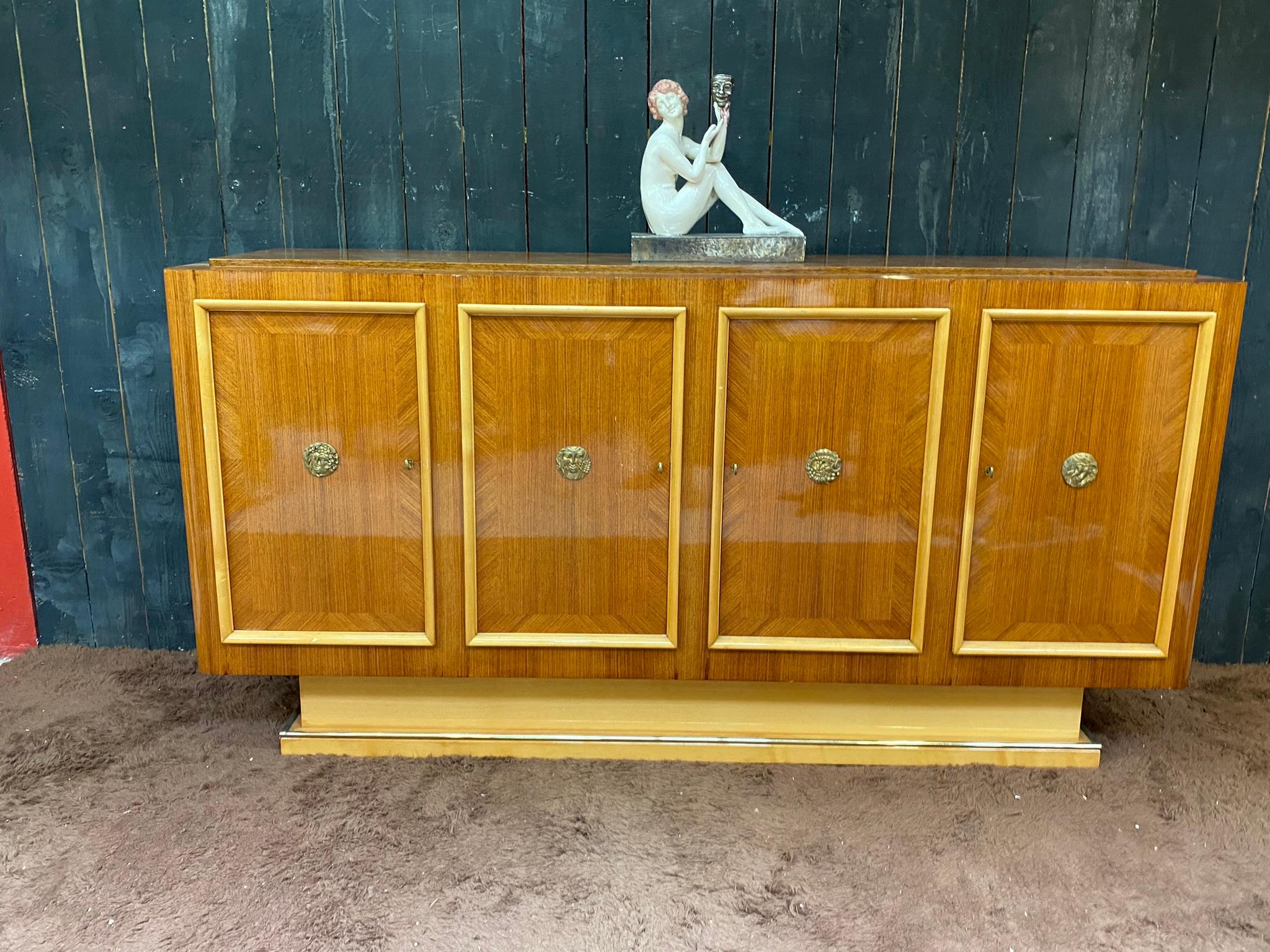  Art Deco Sideboard in Walnut and sycomore circa 1930 For Sale 2