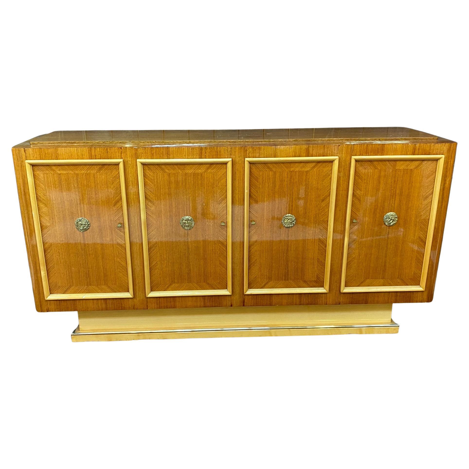  Art Deco Sideboard in Walnut and sycomore circa 1930 For Sale