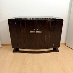 Credenza Art Déco, Macassar, Marmo, Cromo, Francia, circa 1930