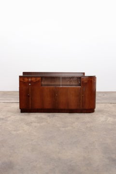 Art Deco sideboard made of walnut wood with beautiful curves, Netherlands 1940