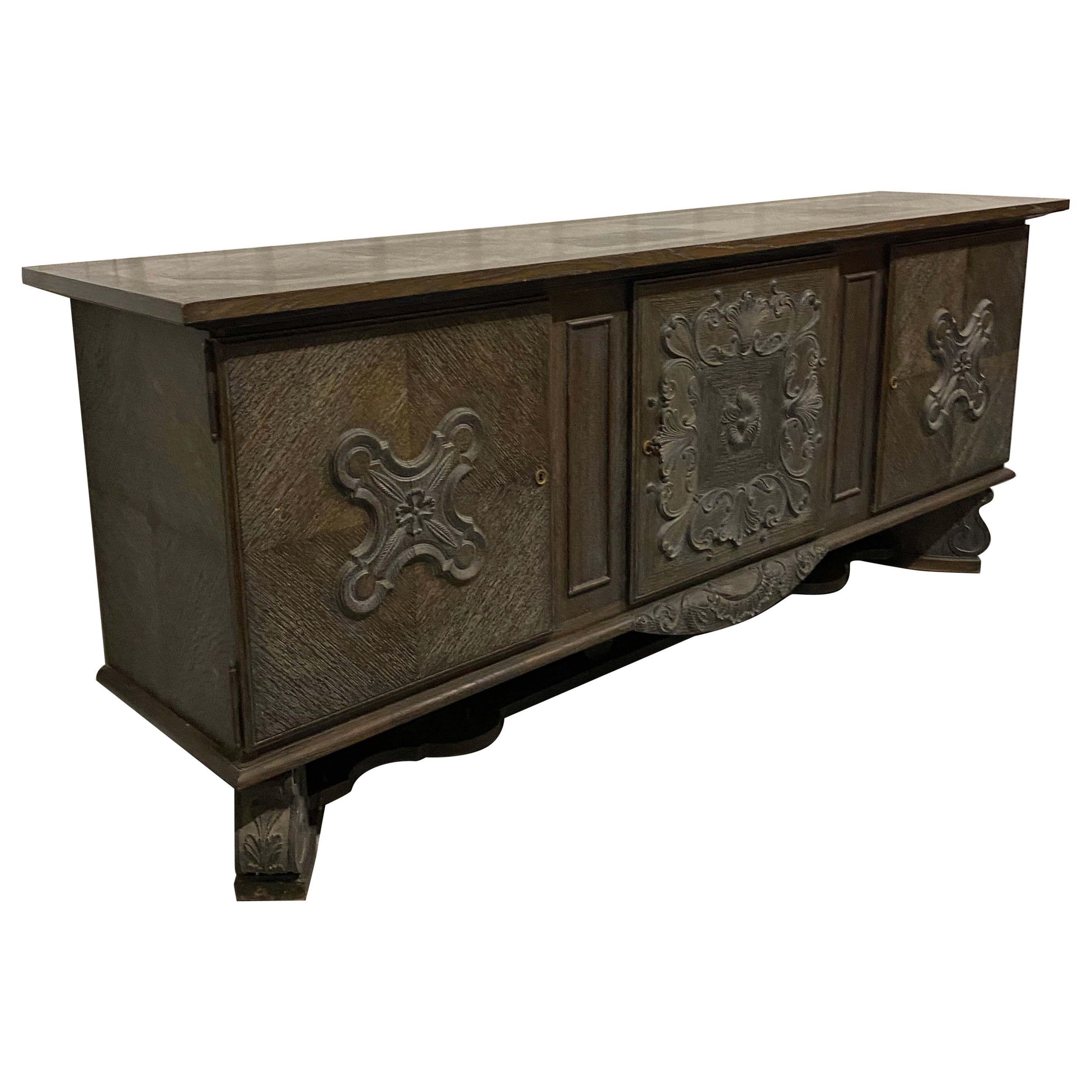Art deco sideboard, neo classic in blackened oak circa 1940