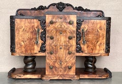 Art Deco Sideboard or Buffet Burr & Ebonized Walnut Bookmatched, Spain