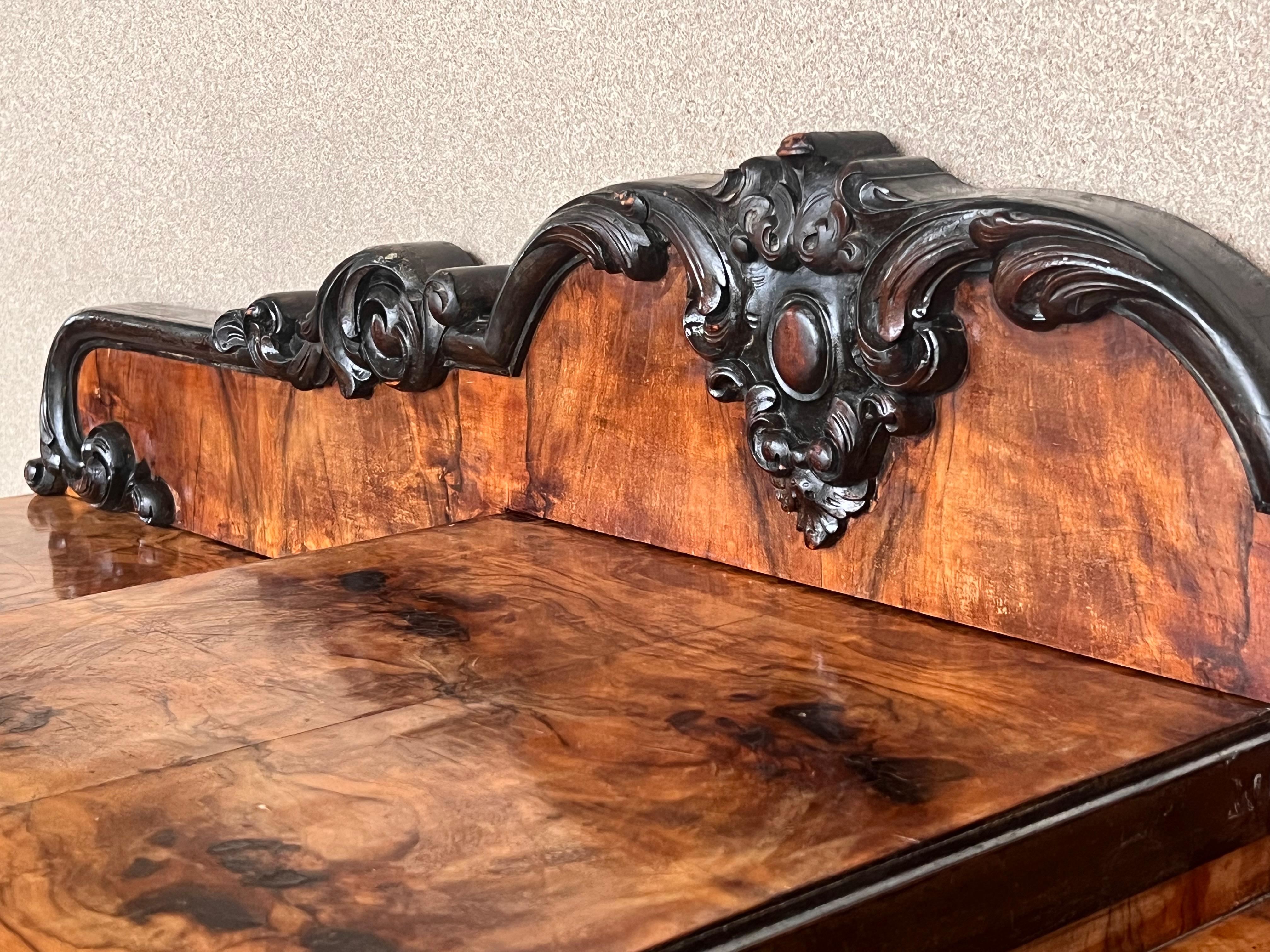 Art Deco Sideboard or Buffet Burr & Ebonized Walnut Bookmatched, Spain For Sale 3