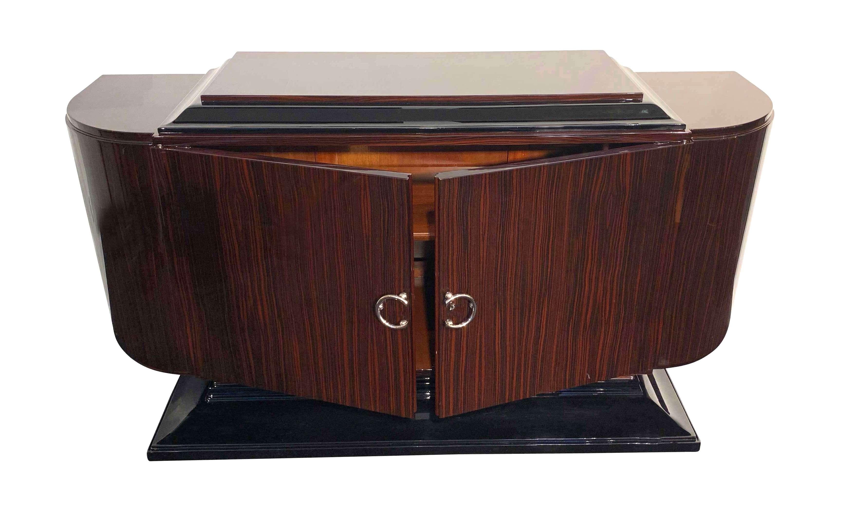 Walnut French Art Deco Sideboard, Rosewood Veneer, Signed, Marseilles, circa 1925