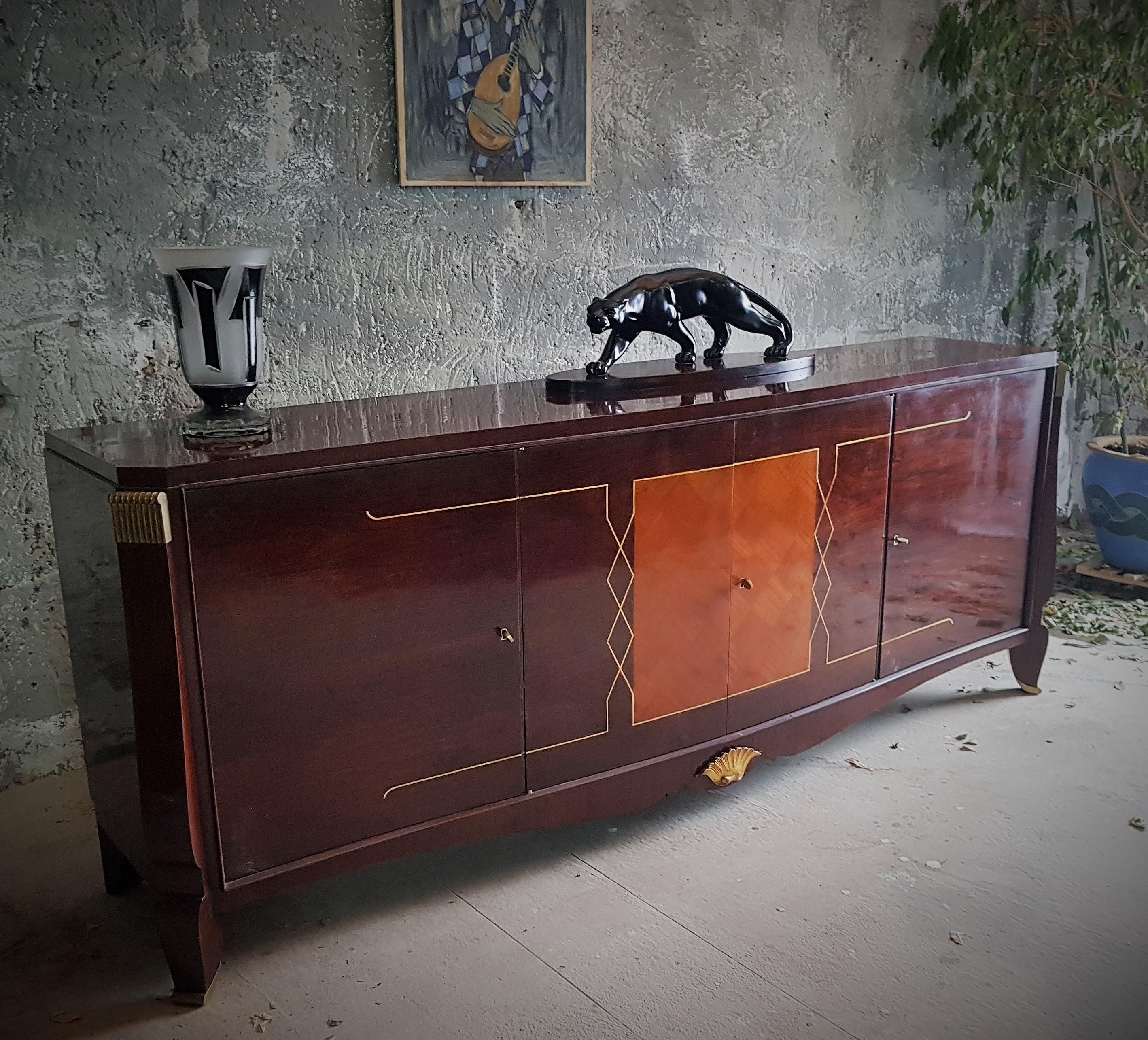 French Art Deco Sideboard Style Maurice Rinck, France, 1940 For Sale