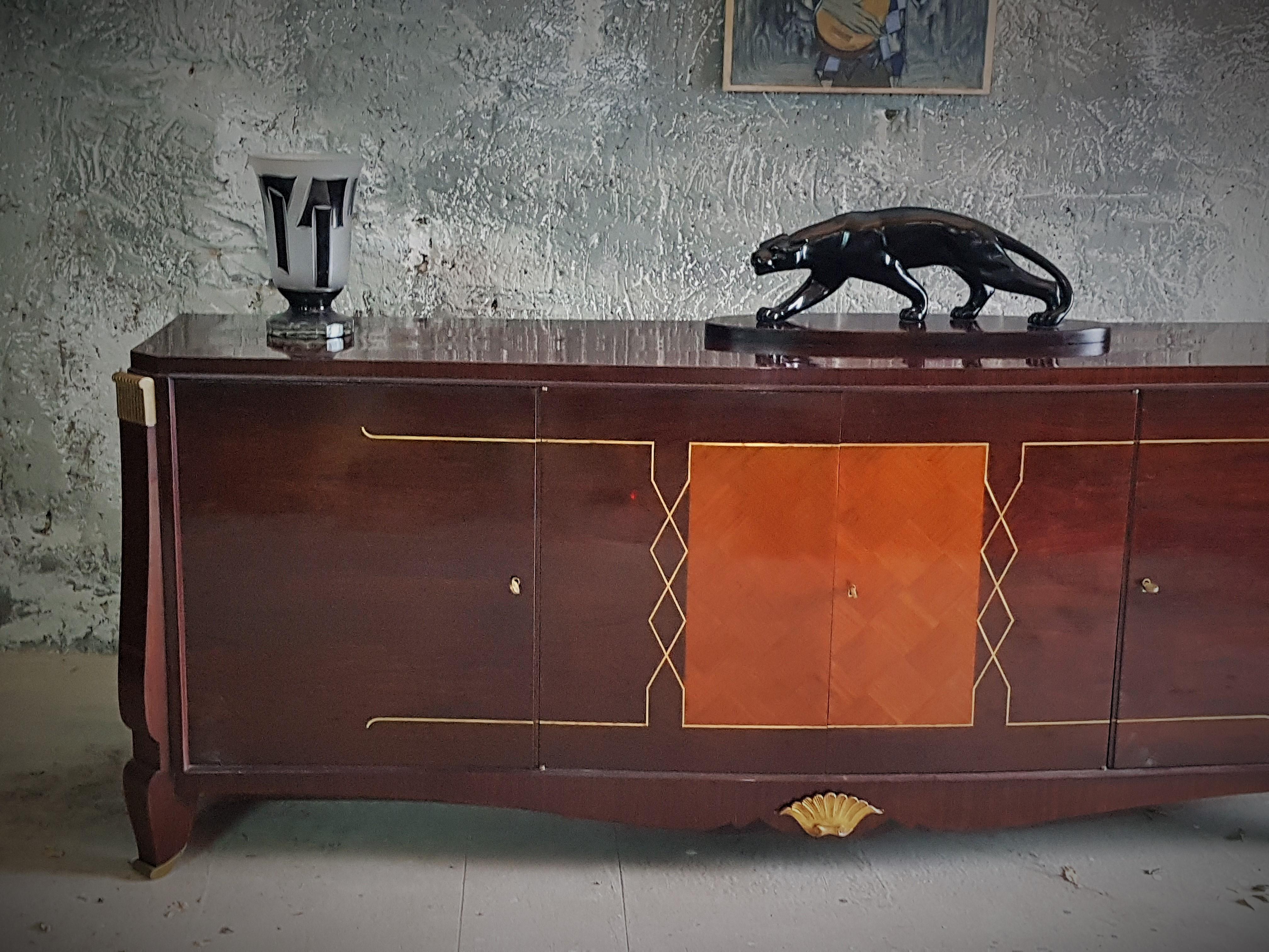 Mid-20th Century Art Deco Sideboard Style Maurice Rinck, France, 1940 For Sale