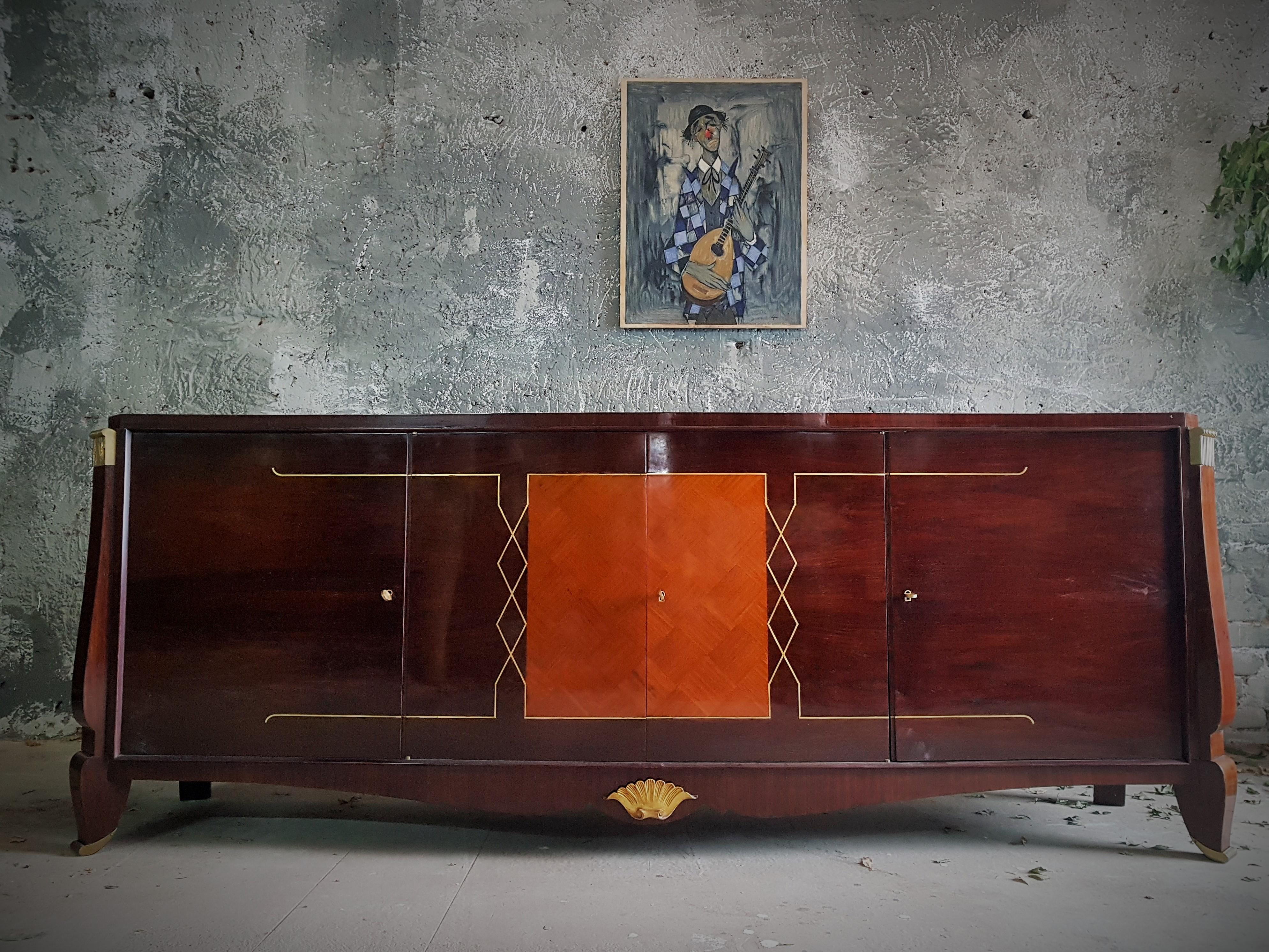 Bronze Art Deco Sideboard Style Maurice Rinck, France, 1940 For Sale
