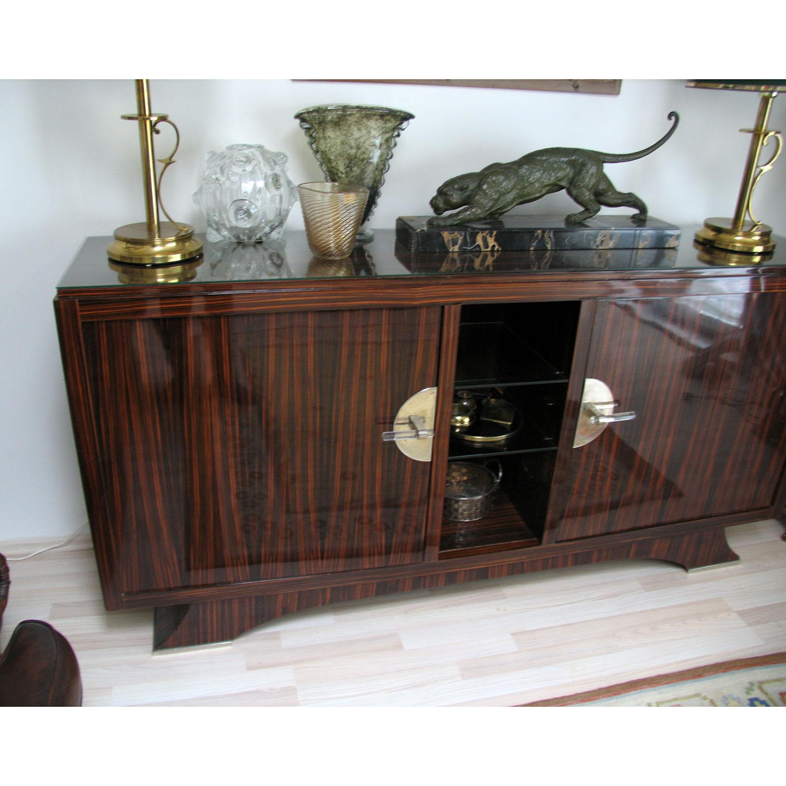 French Art Deco Sideboard Veneered in Macassar, France, 1940s For Sale