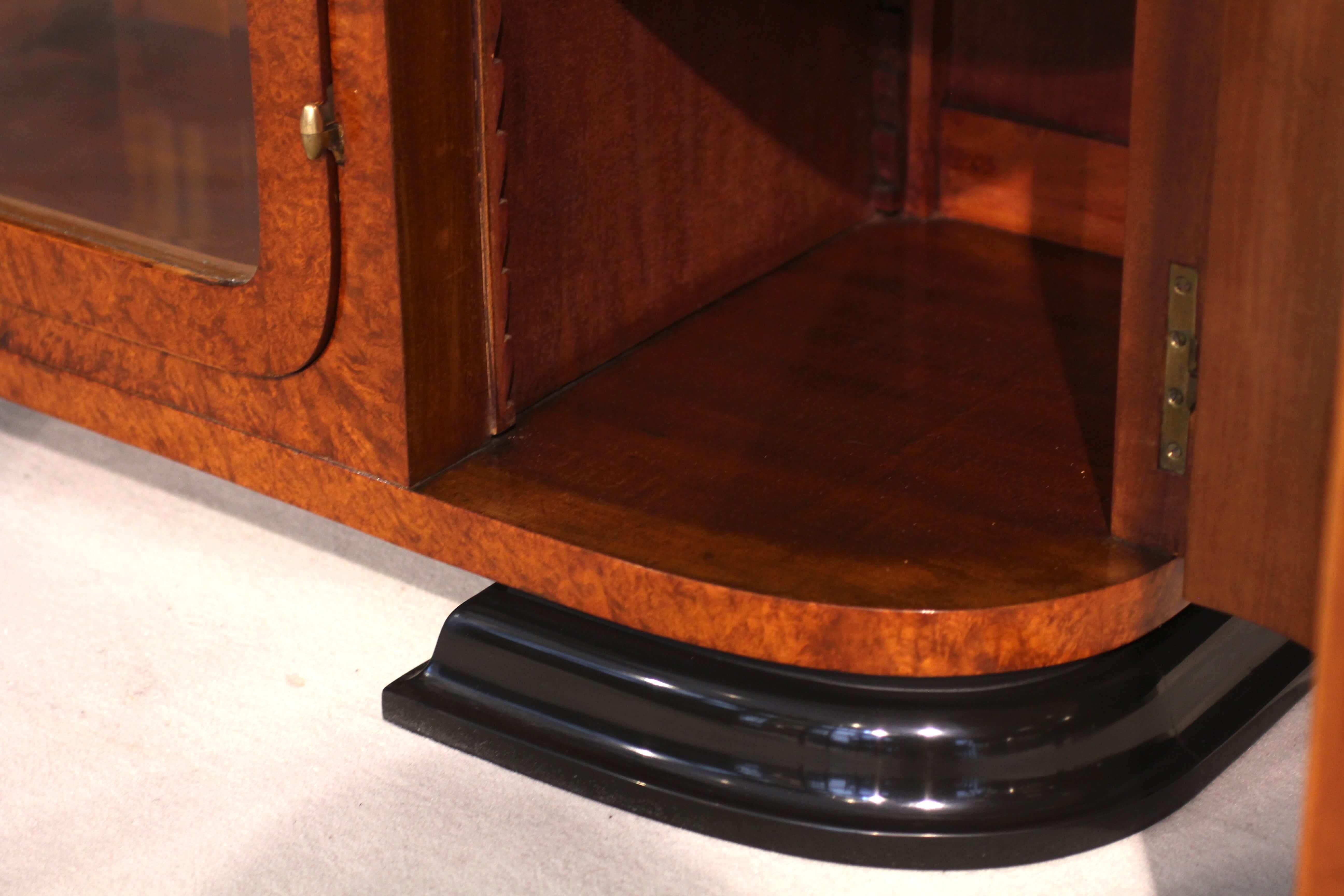 Art Deco Bar Sideboard, Amboyna Roots, Bronze Fittings, France, circa 1925 9